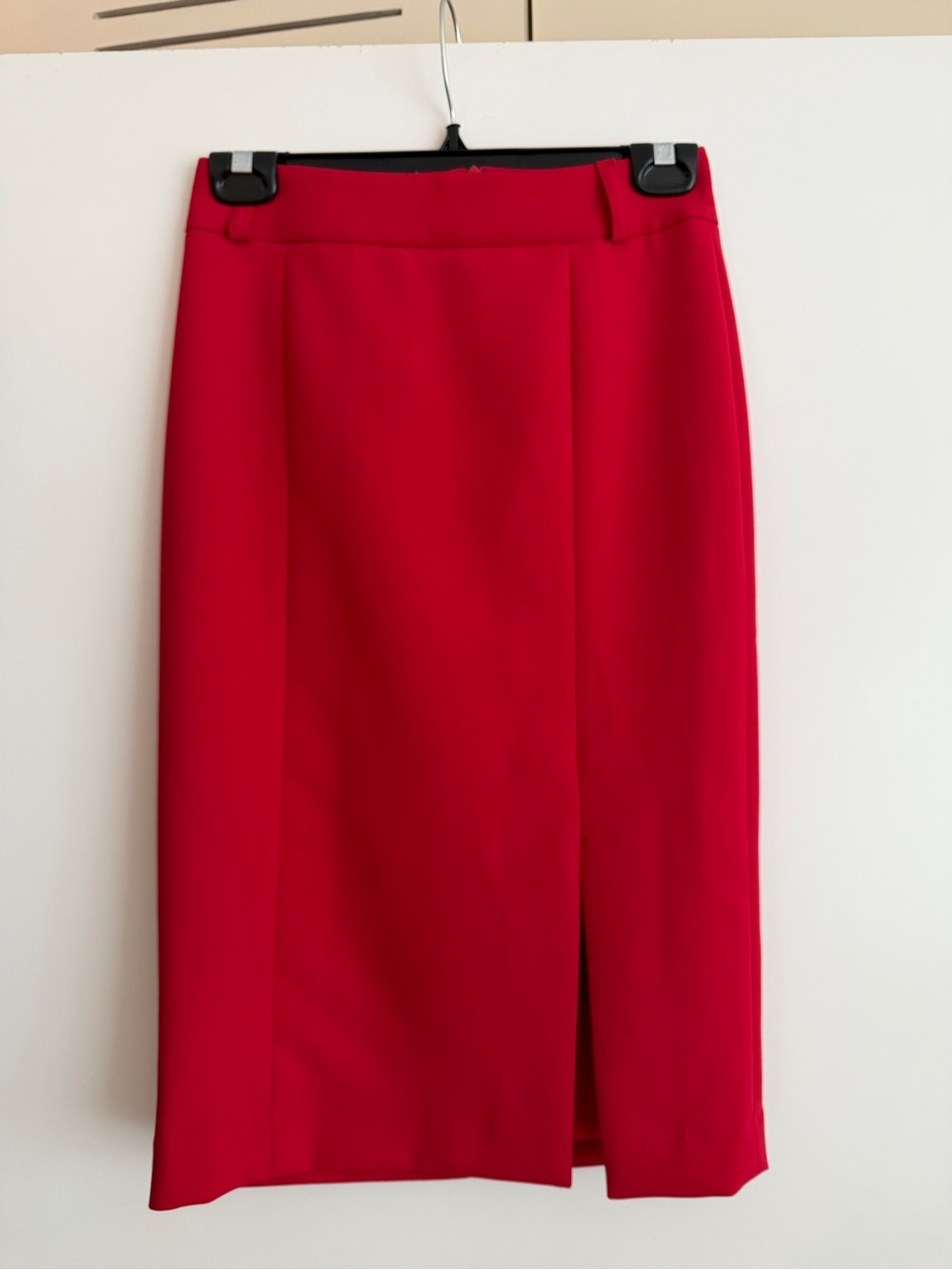 Pink Tartan Red Pencil Skirt with Front Slit